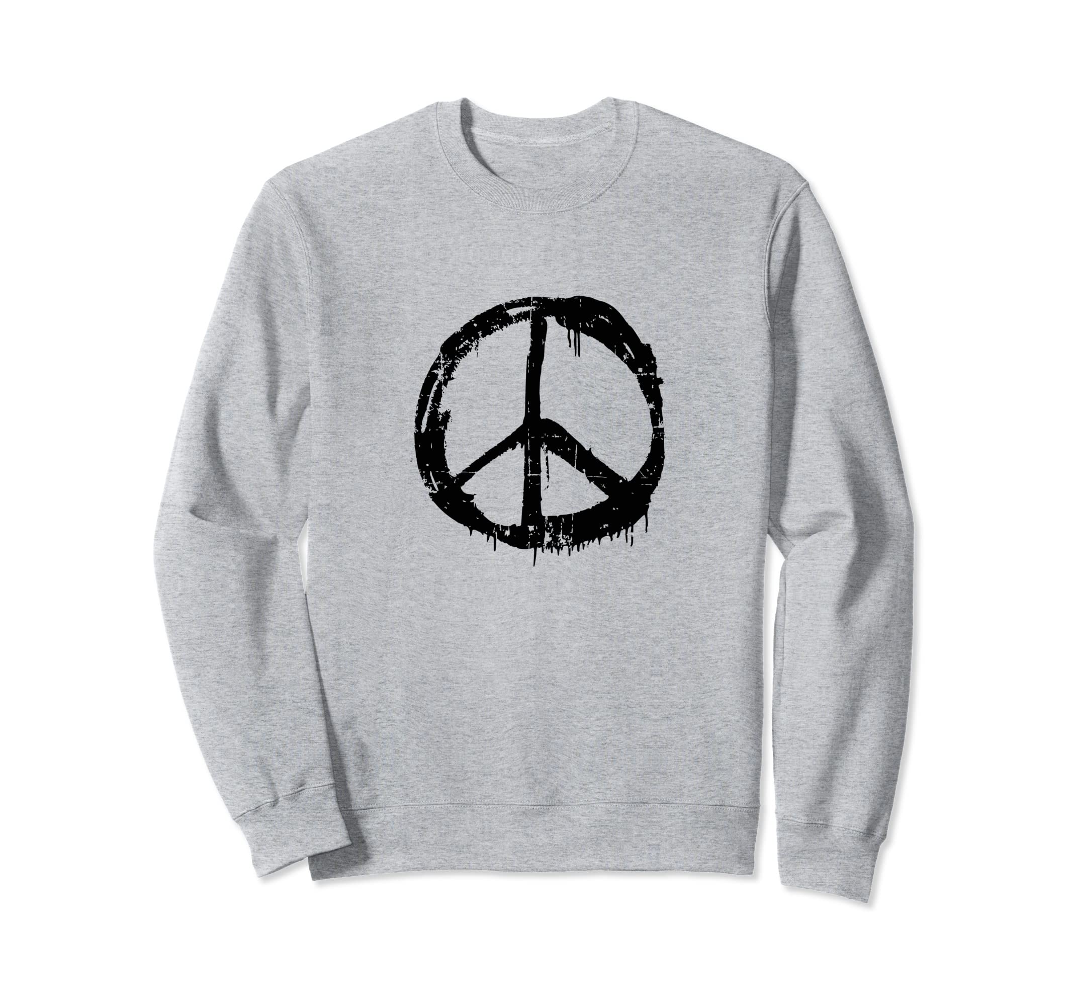 Peace Sign Distressed Symbol Hippie Sweatshirt - Fun Novelty Design Unisex - T-Shirt, Sweatshirt, Hoodie