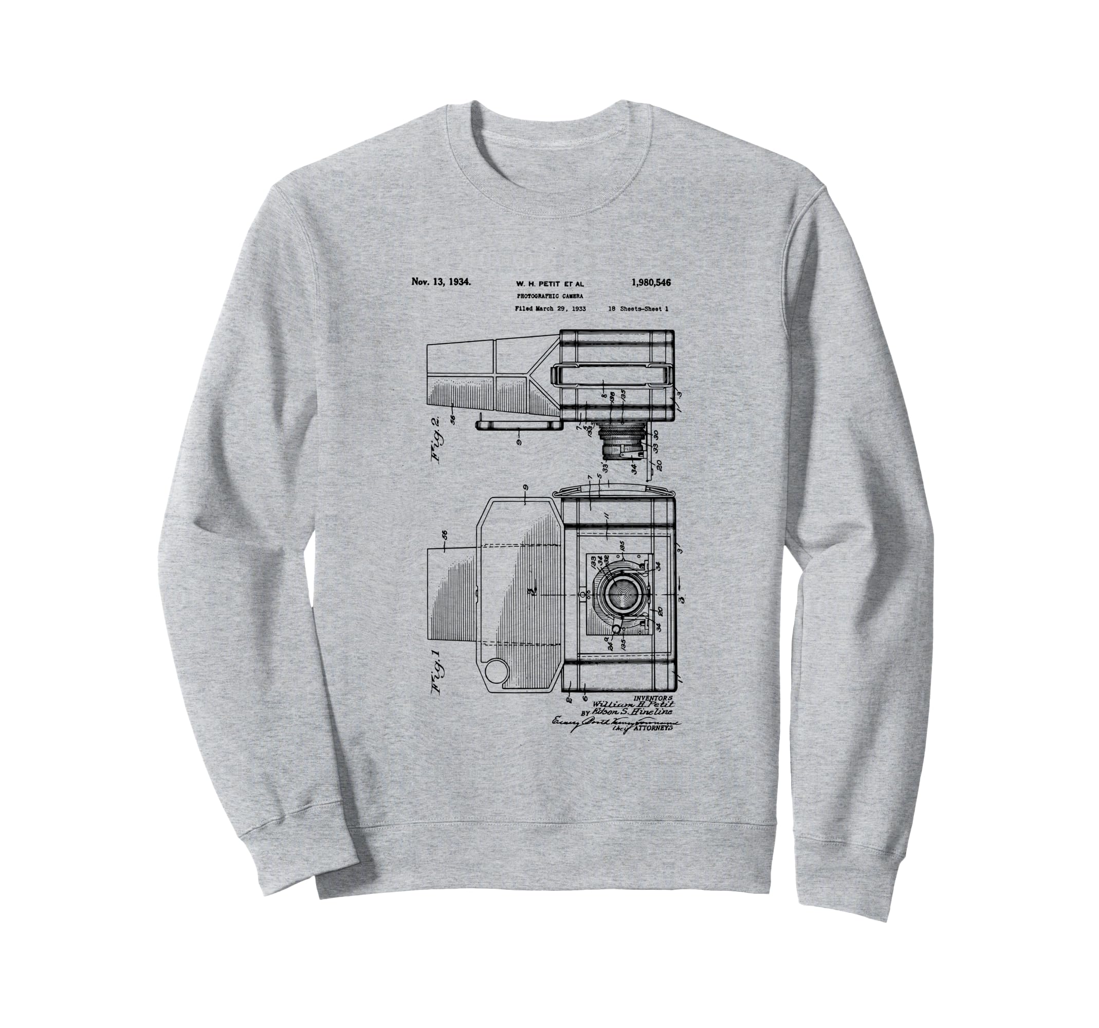 Camera Photographic Patent 1934 Sweatshirt - Casual Everyday Wear Unisex - T-Shirt, Sweatshirt, Hoodie