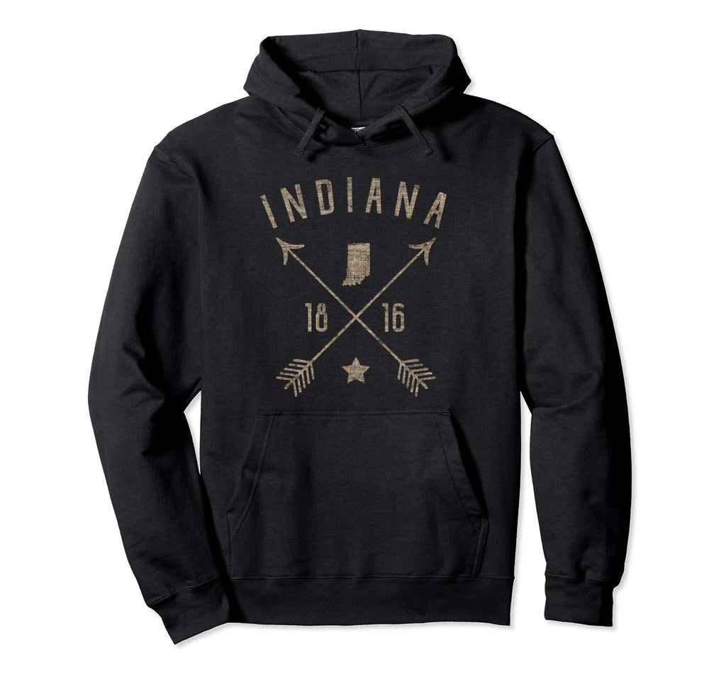 Indiana Distressed Home State Map Arrows Hoodie - Novelty Apparel Men Women - T-Shirt, Sweatshirt, Hoodie