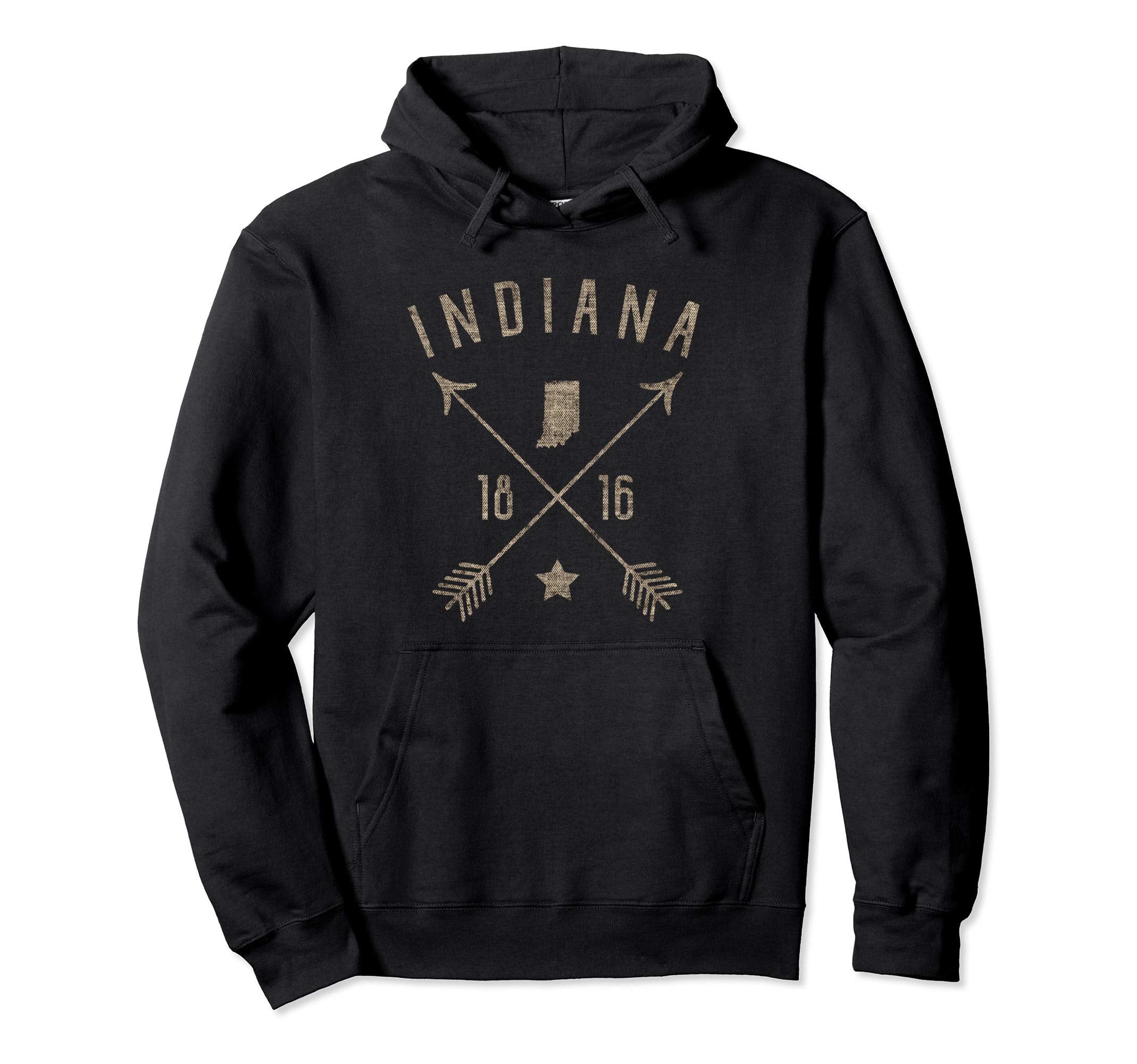 Indiana Distressed Home State Map Arrows Hoodie - Novelty Apparel Men Women - T-Shirt, Sweatshirt, Hoodie