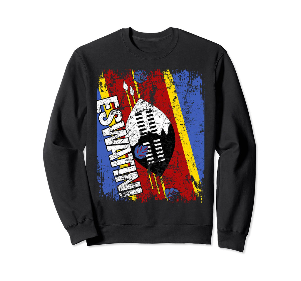 Eswatini Flag Distressed Sweatshirt - Streetwear Style for Adults - T-Shirt, Sweatshirt, Hoodie