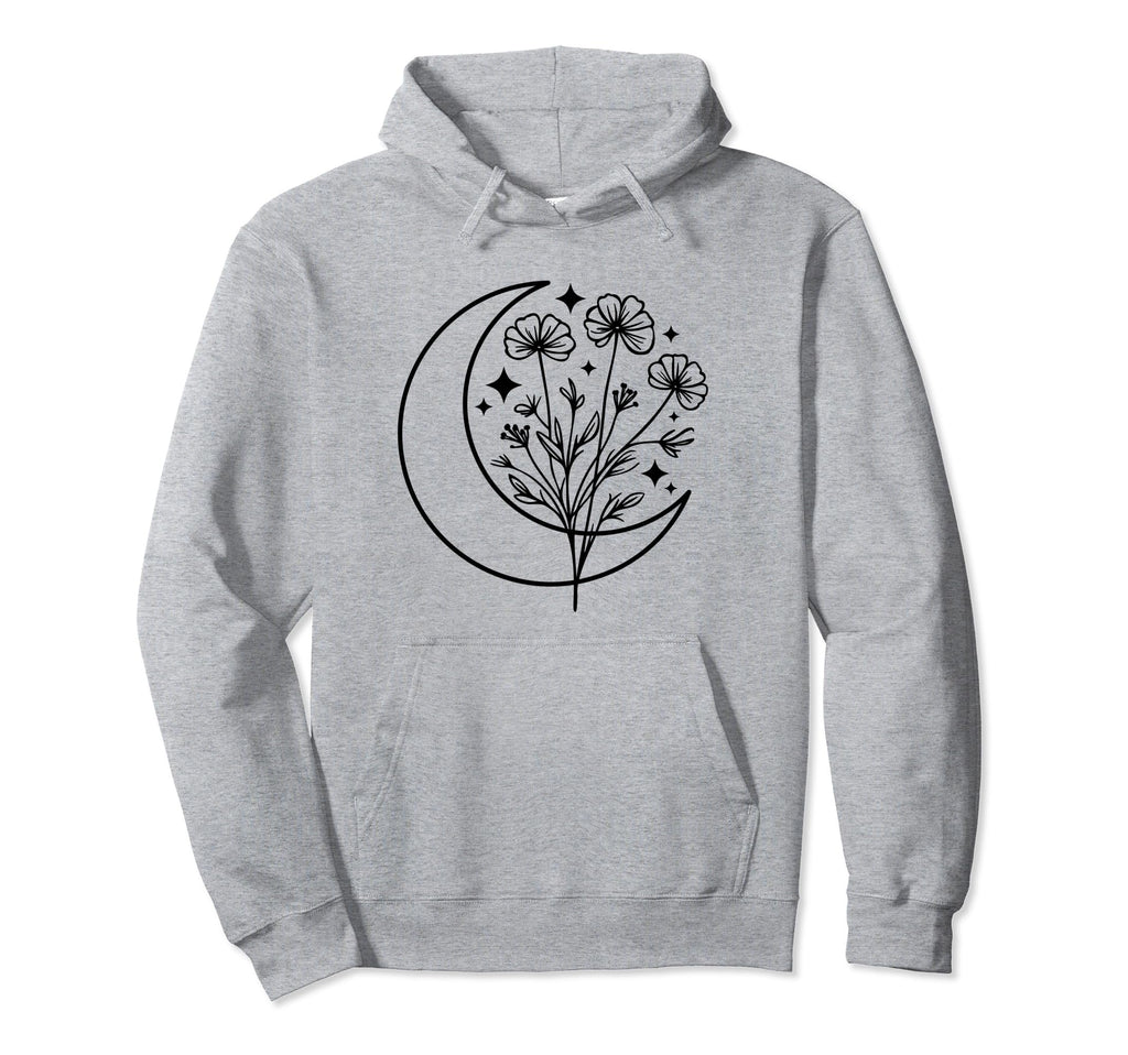 Wildflower Crescent Moon Floral Flowers Hoodie - Minimalist Print Unisex - T-Shirt, Sweatshirt, Hoodie