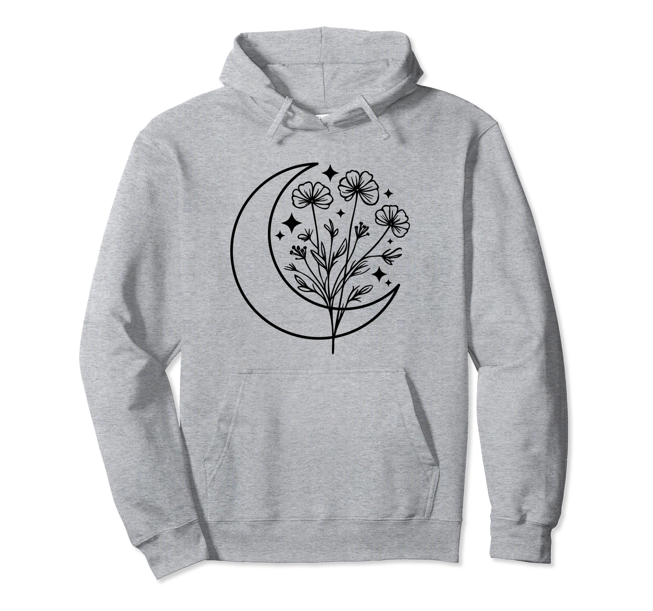 Wildflower Crescent Moon Floral Flowers Hoodie - Minimalist Print Unisex - T-Shirt, Sweatshirt, Hoodie
