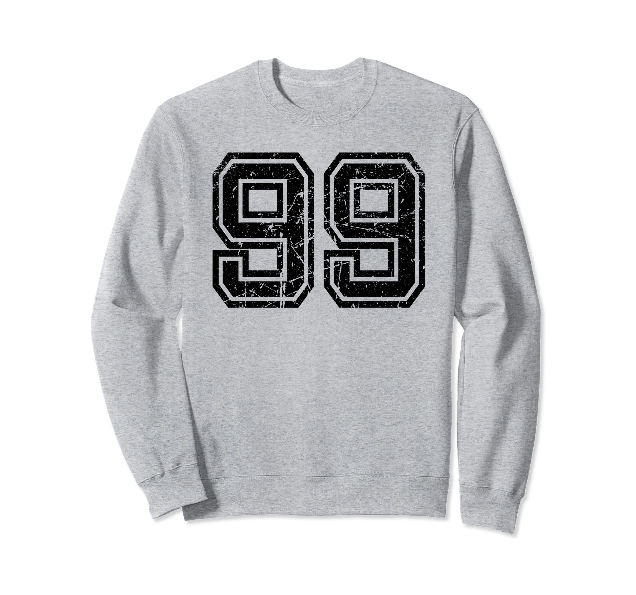 Number 99 Sports Jersey Varsity Sweatshirt - Fun Novelty Design Unisex - T-Shirt, Sweatshirt, Hoodie