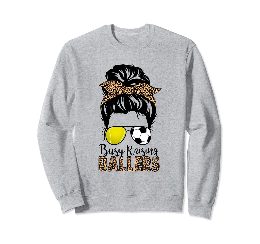 Tennis And Soccer Mom Messy Bun Leopard Sweatshirt - Unique Graphic Unisex - T-Shirt, Sweatshirt, Hoodie