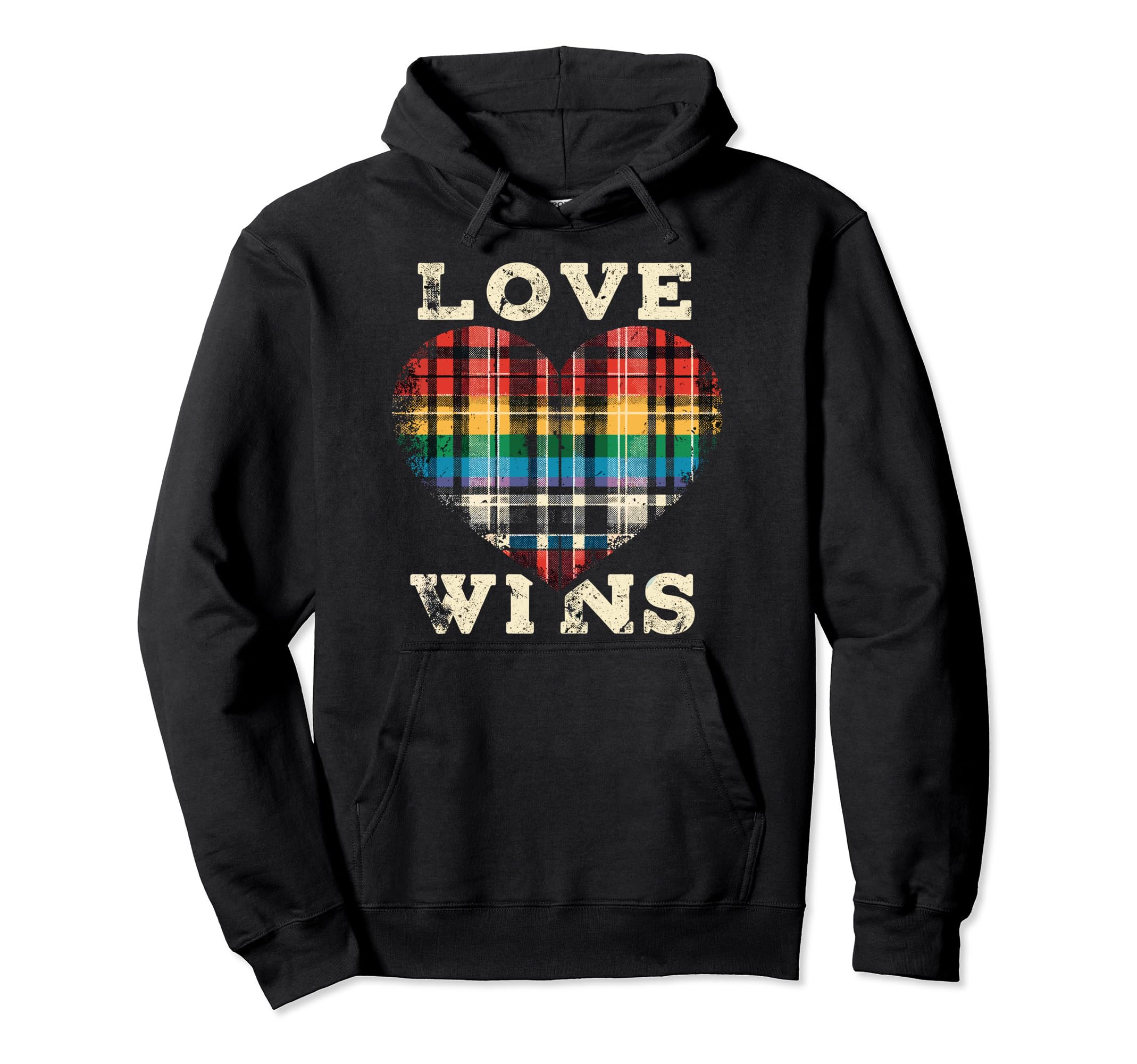 90S Grunge Plaid Heart Love Wins Gay Hoodie - Fun Novelty Design Unisex - T-Shirt, Sweatshirt, Hoodie