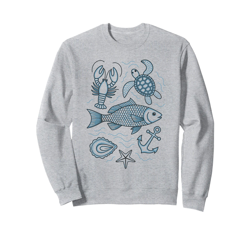 90S Fisherman Aesthetic Fish Beachy Sweatshirt - Graphic Print for Adults - T-Shirt, Sweatshirt, Hoodie