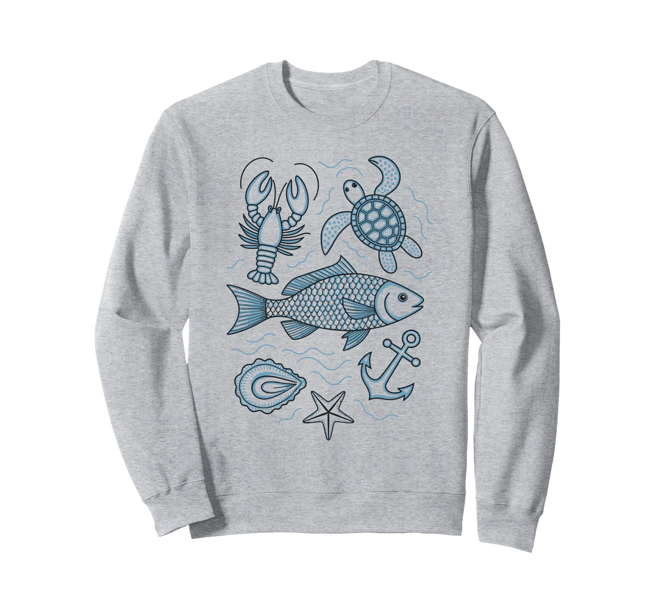 90S Fisherman Aesthetic Fish Beachy Sweatshirt - Graphic Print for Adults - T-Shirt, Sweatshirt, Hoodie