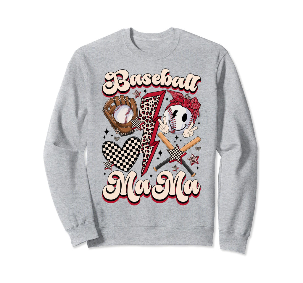 Groovy Baseball Mama Baseball Mom Sweatshirt - Graphic Print for Adults - T-Shirt, Sweatshirt, Hoodie
