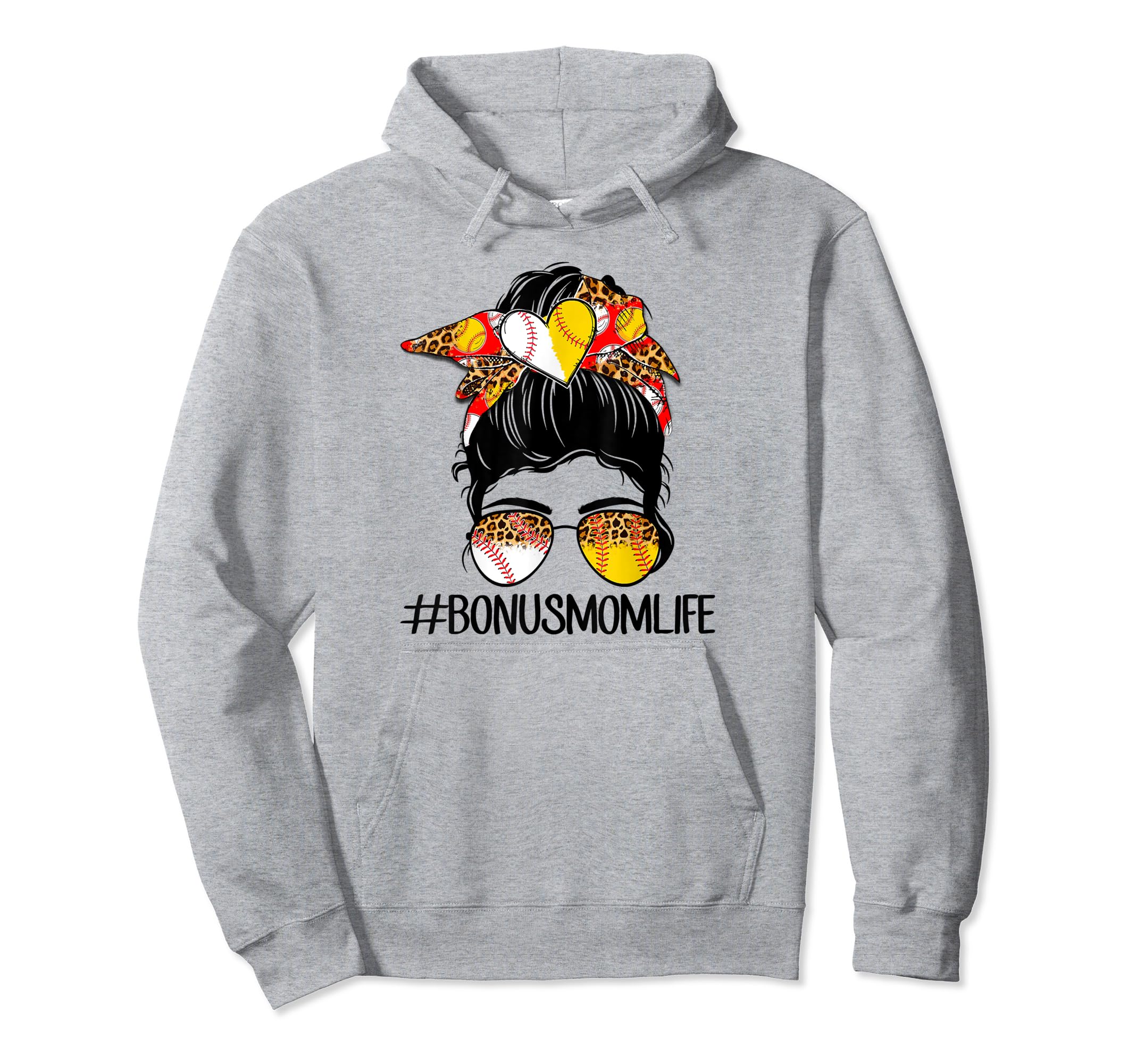 Bonus Mom Life Softball Baseball Hoodie - Aesthetic Graphic Men Women - T-Shirt, Sweatshirt, Hoodie
