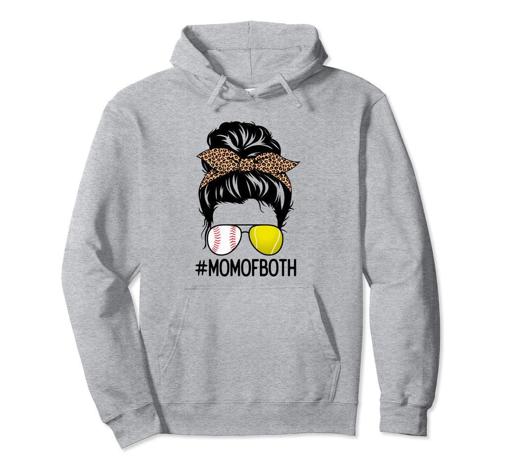 Tennis Baseball Mom Both Messy Bun Hoodie - Novelty Apparel Men Women - T-Shirt, Sweatshirt, Hoodie