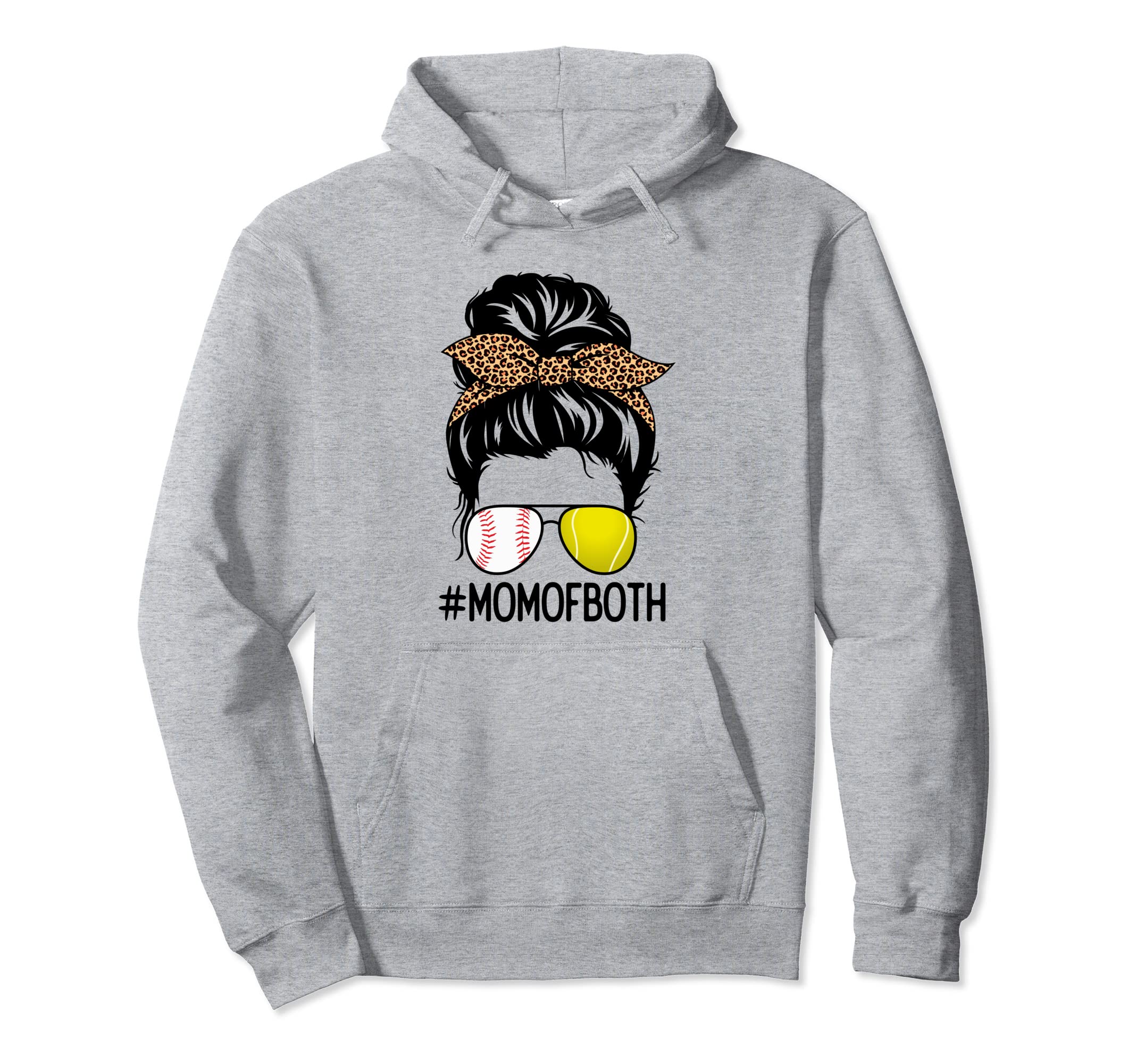 Tennis Baseball Mom Both Messy Bun Hoodie - Novelty Apparel Men Women - T-Shirt, Sweatshirt, Hoodie