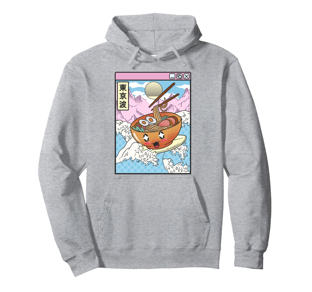 Surfing Ramen Bowl Japanese Waves Anime Hoodie - Graphic Print Unisex - T-Shirt, Sweatshirt, Hoodie