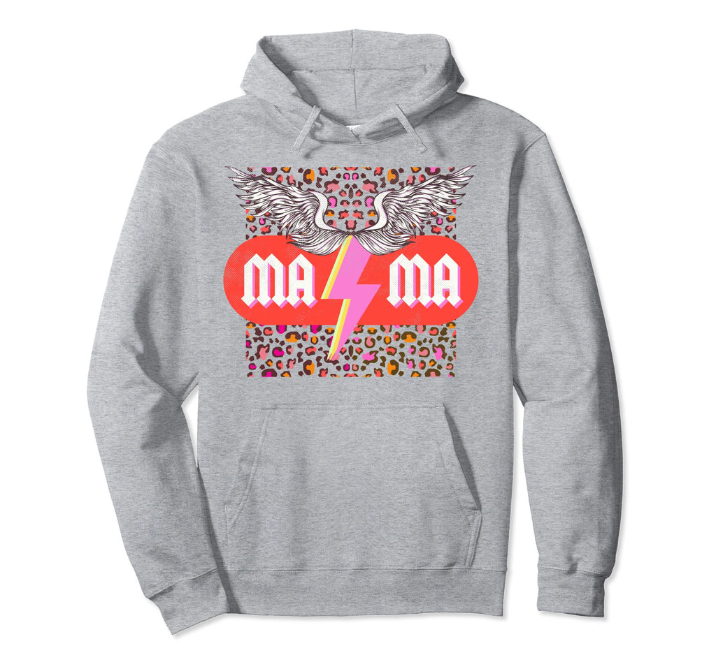 Mama Lightning Bolt Wings Leopard Hoodie - Minimalist Print for Adults - T-Shirt, Sweatshirt, Hoodie