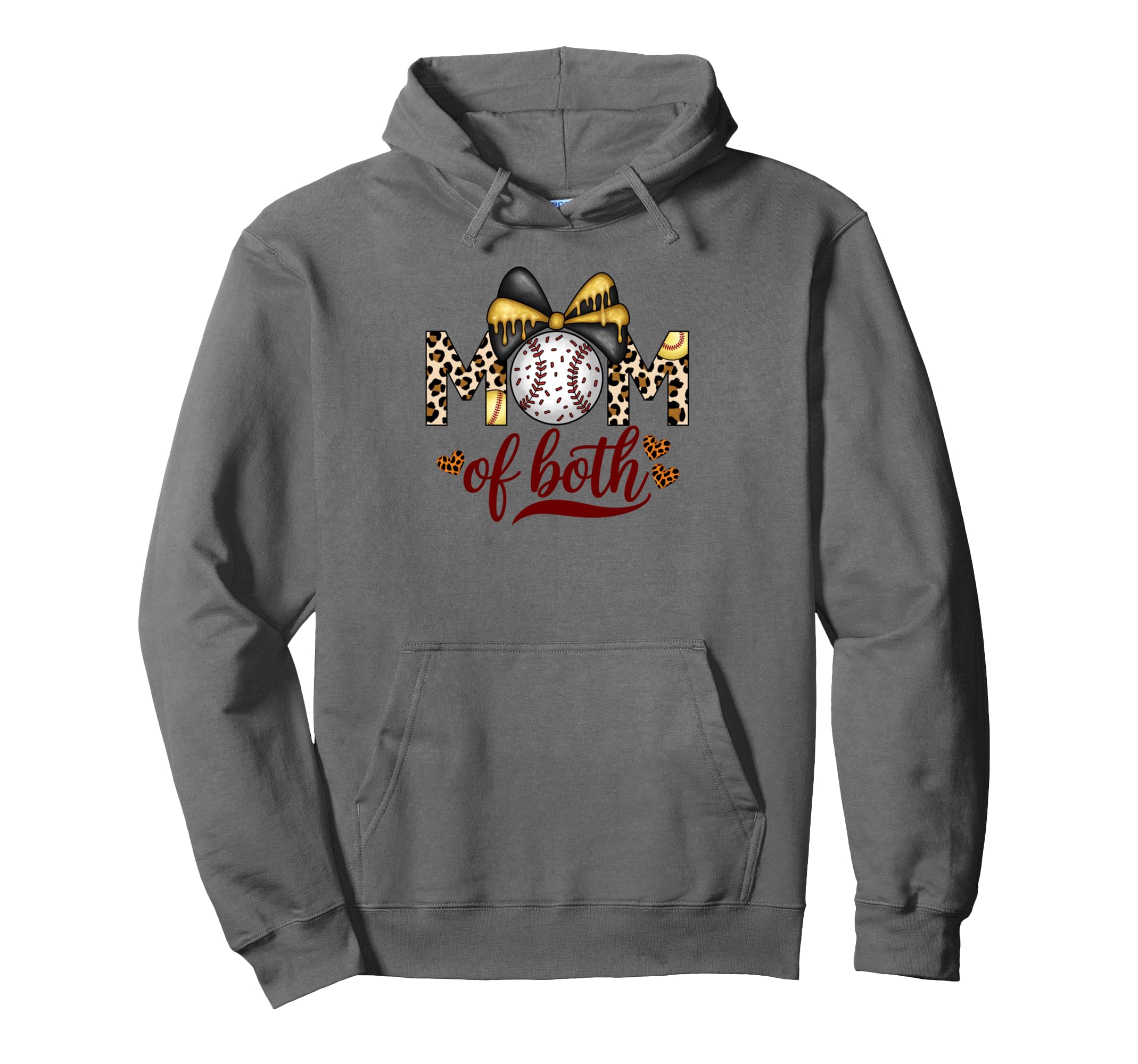 Mom Both Leopard Game Day Baseball Hoodie - Novelty Apparel Unisex - T-Shirt, Sweatshirt, Hoodie