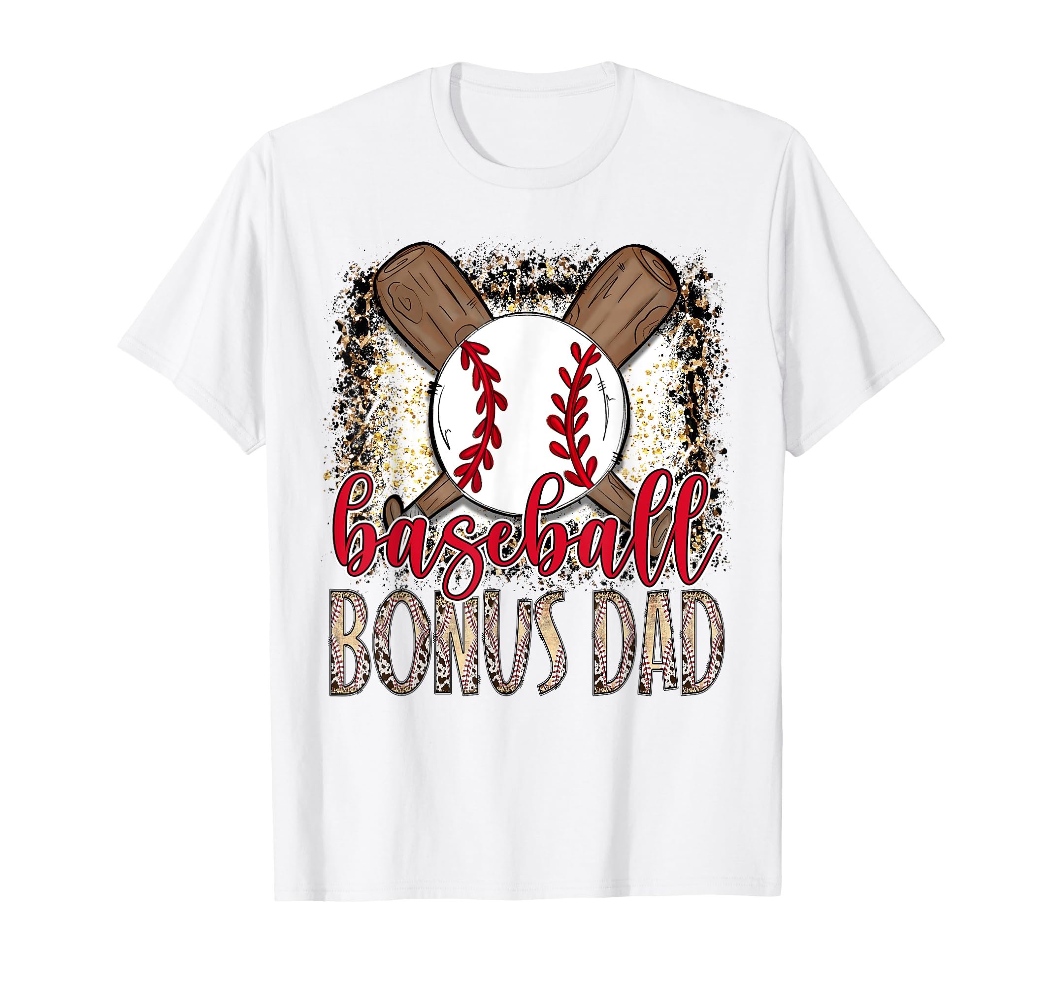Baseball Bonus Dad Leopard Proud Ball T-Shirt - Novelty Apparel for Adults - T-Shirt, Sweatshirt, Hoodie