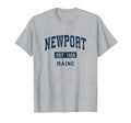 Newport Maine Me Sports Established Navy T-Shirt - Unique Graphic Men Women - T-Shirt, Sweatshirt, Hoodie