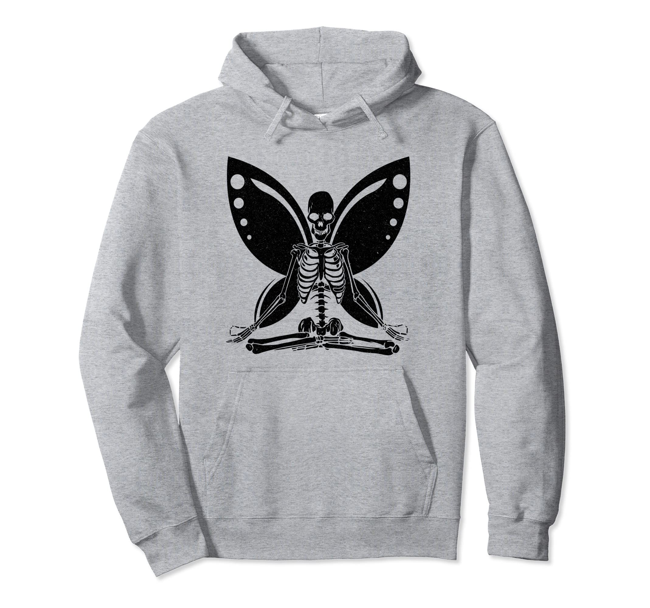 Yoga Skeleton Butterfly Fairy Grunge Hoodie - Minimalist Print Men Women - T-Shirt, Sweatshirt, Hoodie