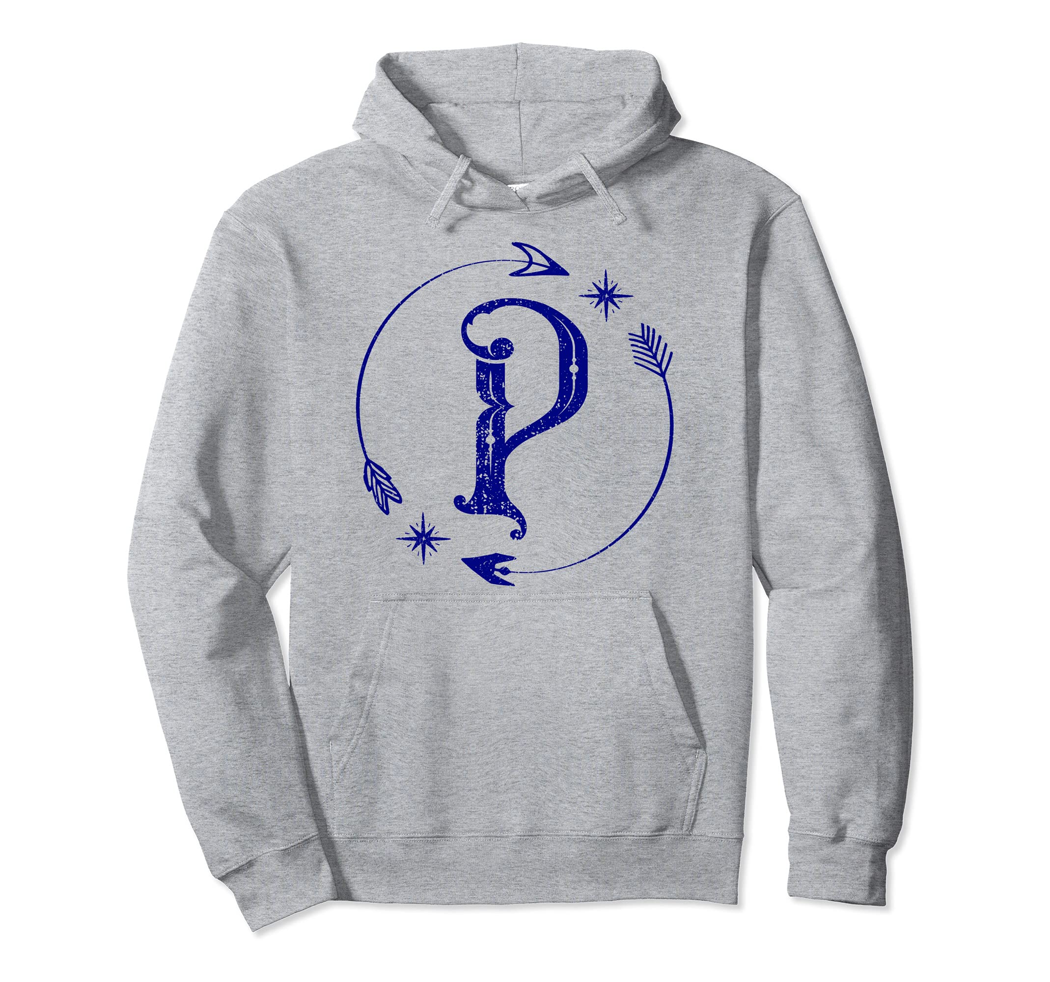 Initial P Monogram Boho Name Letter P Hoodie - Streetwear Style for Adults - T-Shirt, Sweatshirt, Hoodie