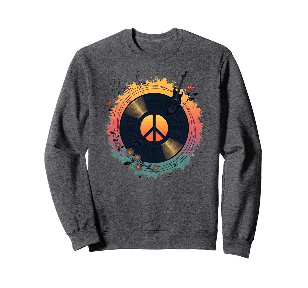 Peace Love Rock N Roll Boho Hippie Sweatshirt - Novelty Apparel for Adults - T-Shirt, Sweatshirt, Hoodie