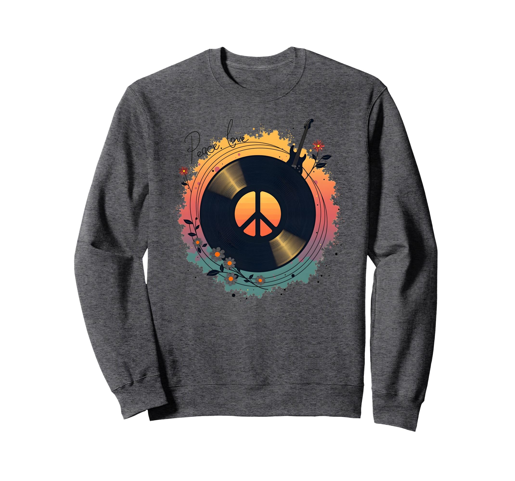 Peace Love Rock N Roll Boho Hippie Sweatshirt - Novelty Apparel for Adults - T-Shirt, Sweatshirt, Hoodie