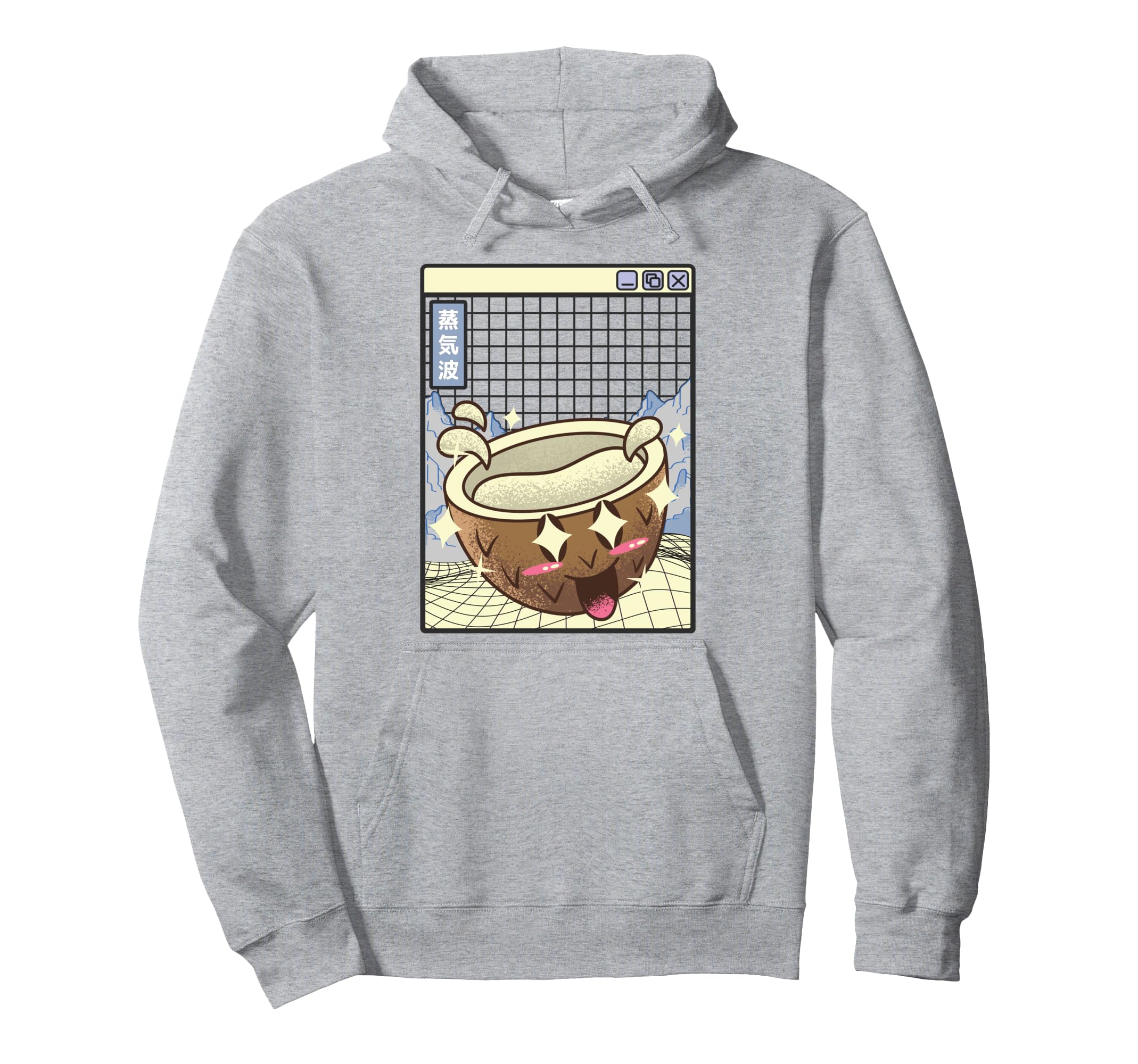 Coconut Kawaii Grid Vaporwave Aesthetic Hoodie - Aesthetic Graphic Unisex - T-Shirt, Sweatshirt, Hoodie