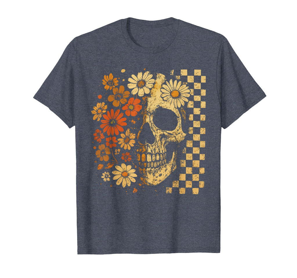 Floral Skull Grunge Aesthetic T-Shirt - Unique Graphic Unisex - T-Shirt, Sweatshirt, Hoodie