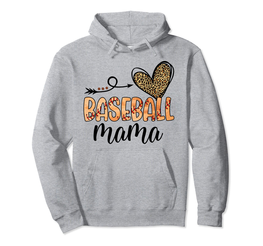 Baseball Mama Leopard Heart Baseball Hoodie - Minimalist Print for Adults - T-Shirt, Sweatshirt, Hoodie