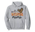 Baseball Mama Leopard Heart Baseball Hoodie - Minimalist Print for Adults - T-Shirt, Sweatshirt, Hoodie