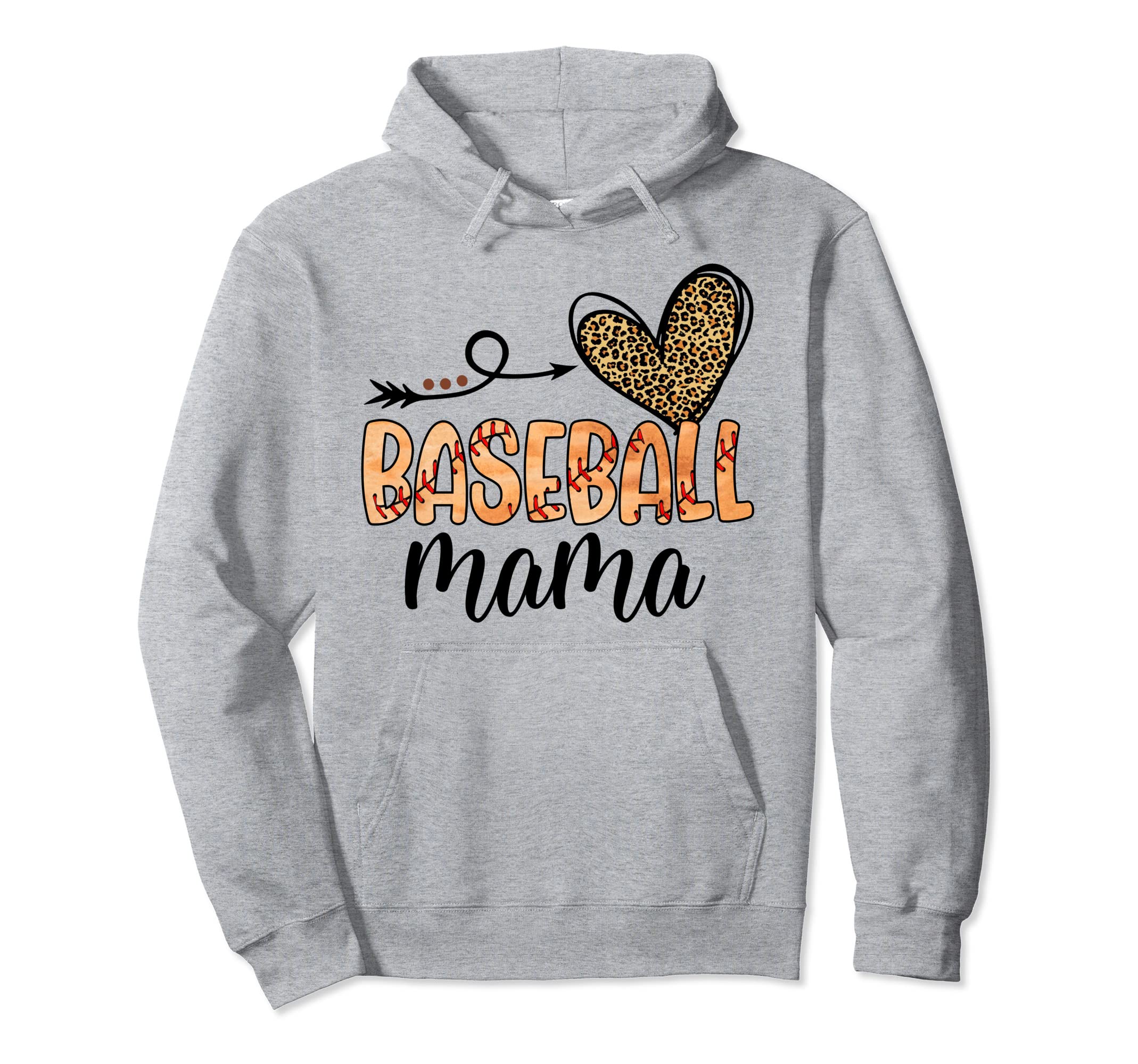 Baseball Mama Leopard Heart Baseball Hoodie - Minimalist Print for Adults - T-Shirt, Sweatshirt, Hoodie