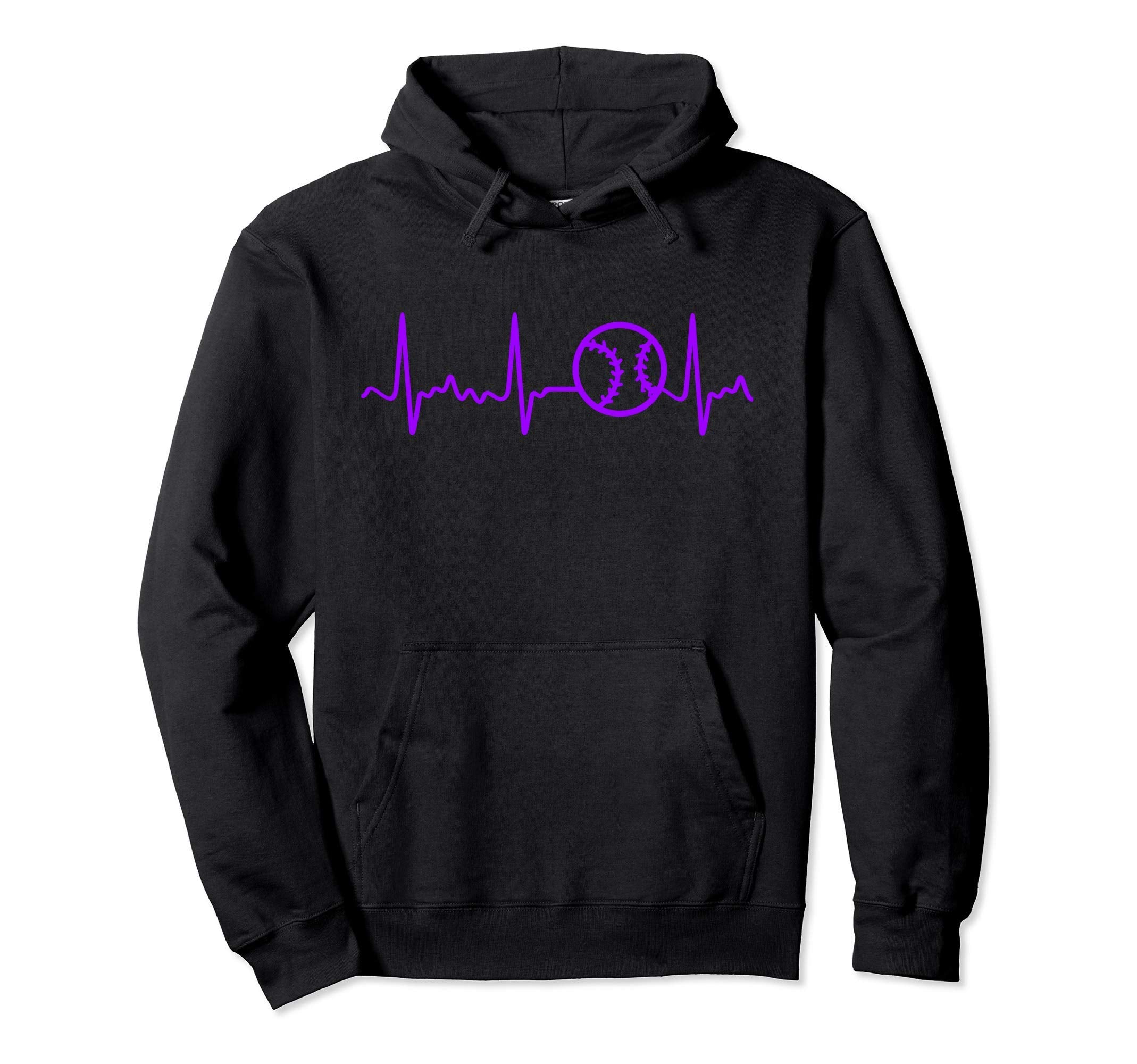 Purple Baseball Heartbeat Purple Heartbeat Hoodie - Novelty Apparel Unisex - T-Shirt, Sweatshirt, Hoodie