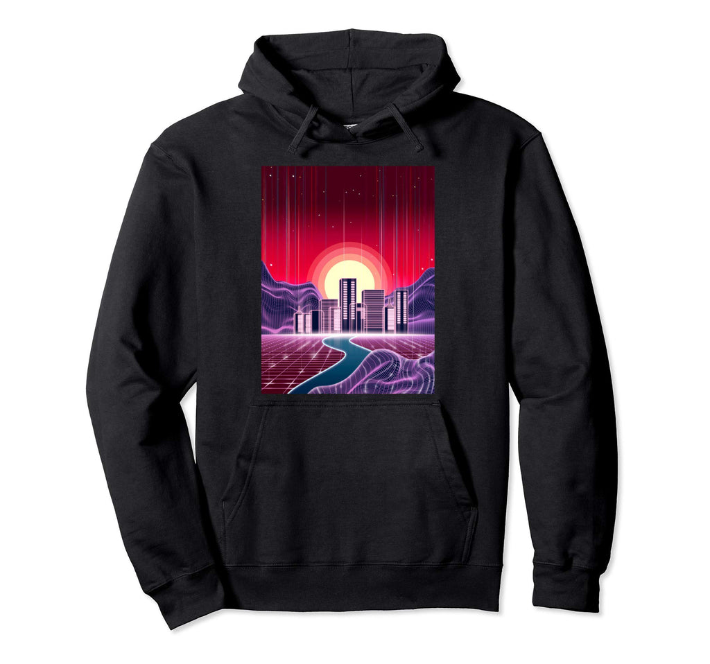 Outrun Digital Landscape Hoodie - Casual Everyday Wear for Adults - T-Shirt, Sweatshirt, Hoodie