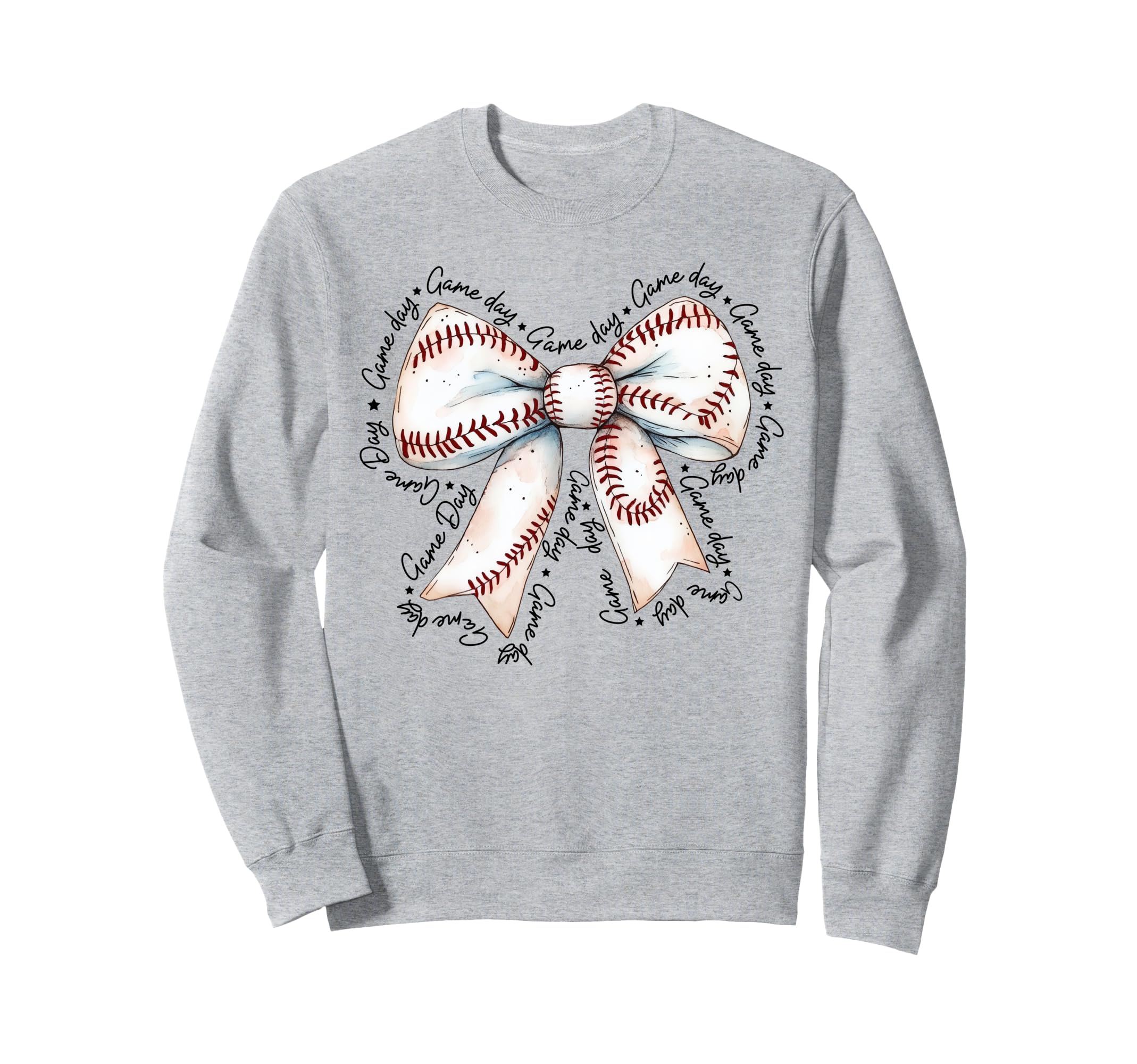 Game Day Baseball Bow Coquette Sweatshirt - Casual Everyday Wear Men Women - T-Shirt, Sweatshirt, Hoodie
