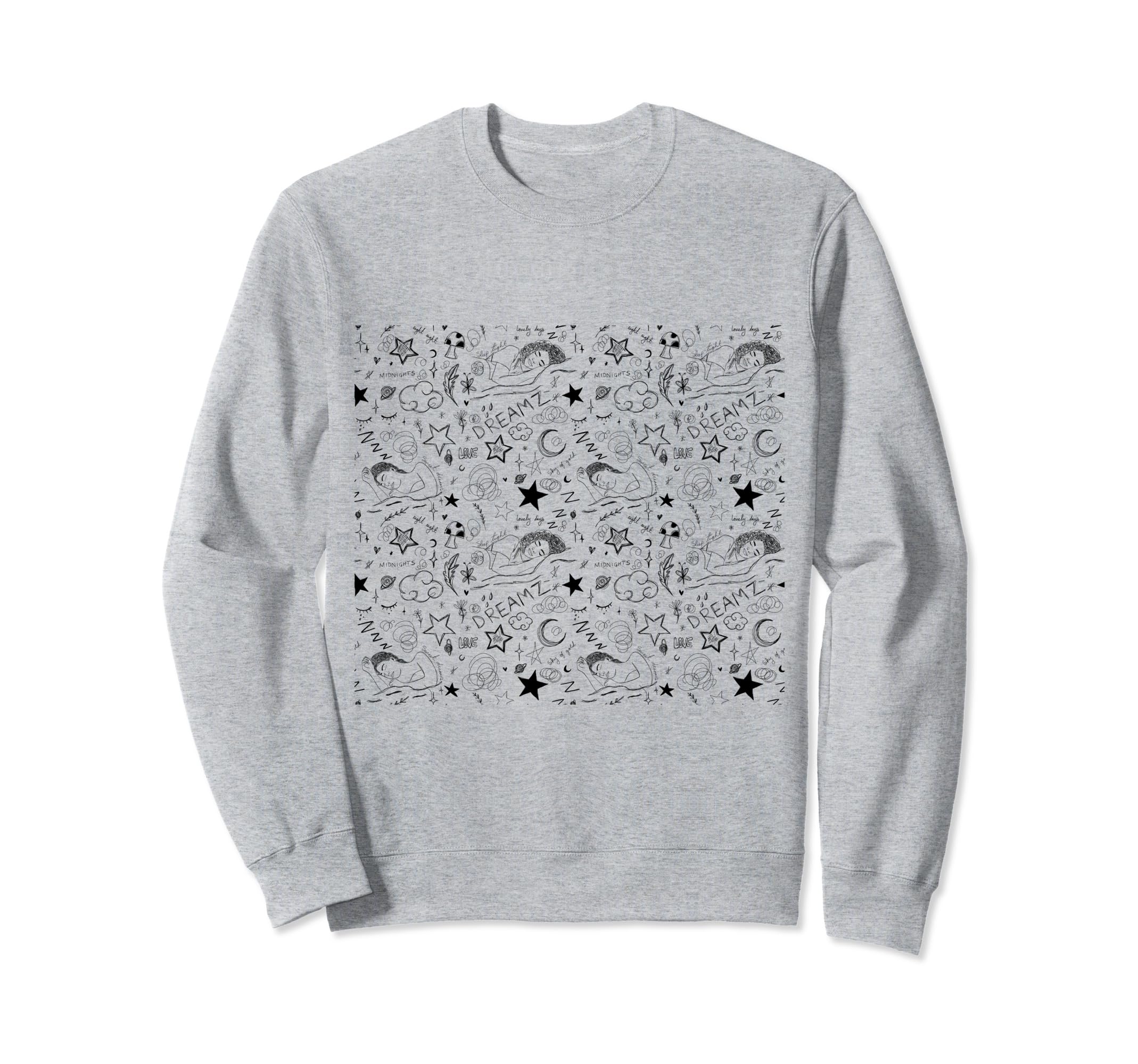 Y2K Star Pattern Black And White Sweatshirt - Graphic Print Men Women - T-Shirt, Sweatshirt, Hoodie