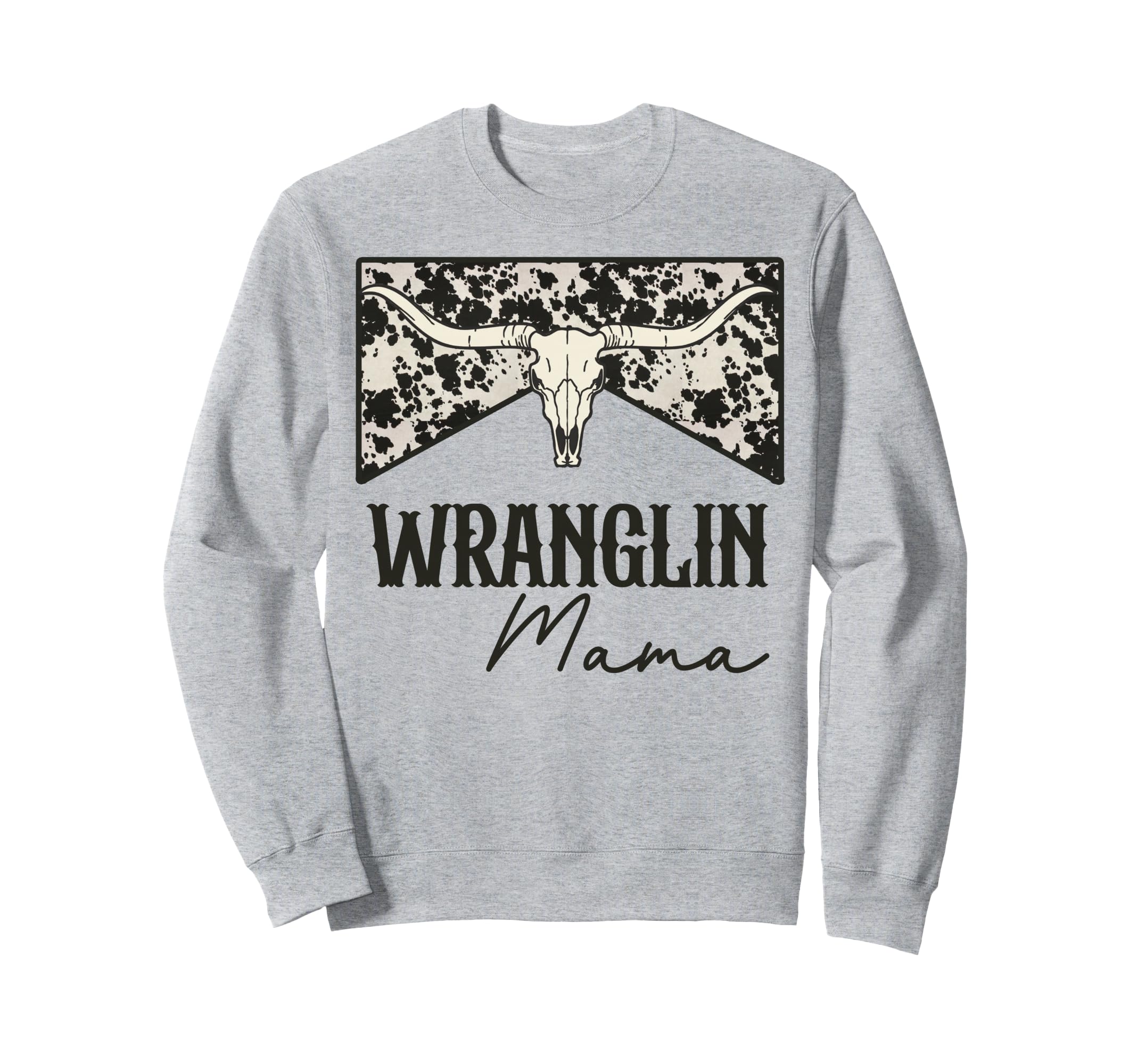Wranglin Mama Bull Skull Leopard Sweatshirt - Custom Art Print for Adults - T-Shirt, Sweatshirt, Hoodie