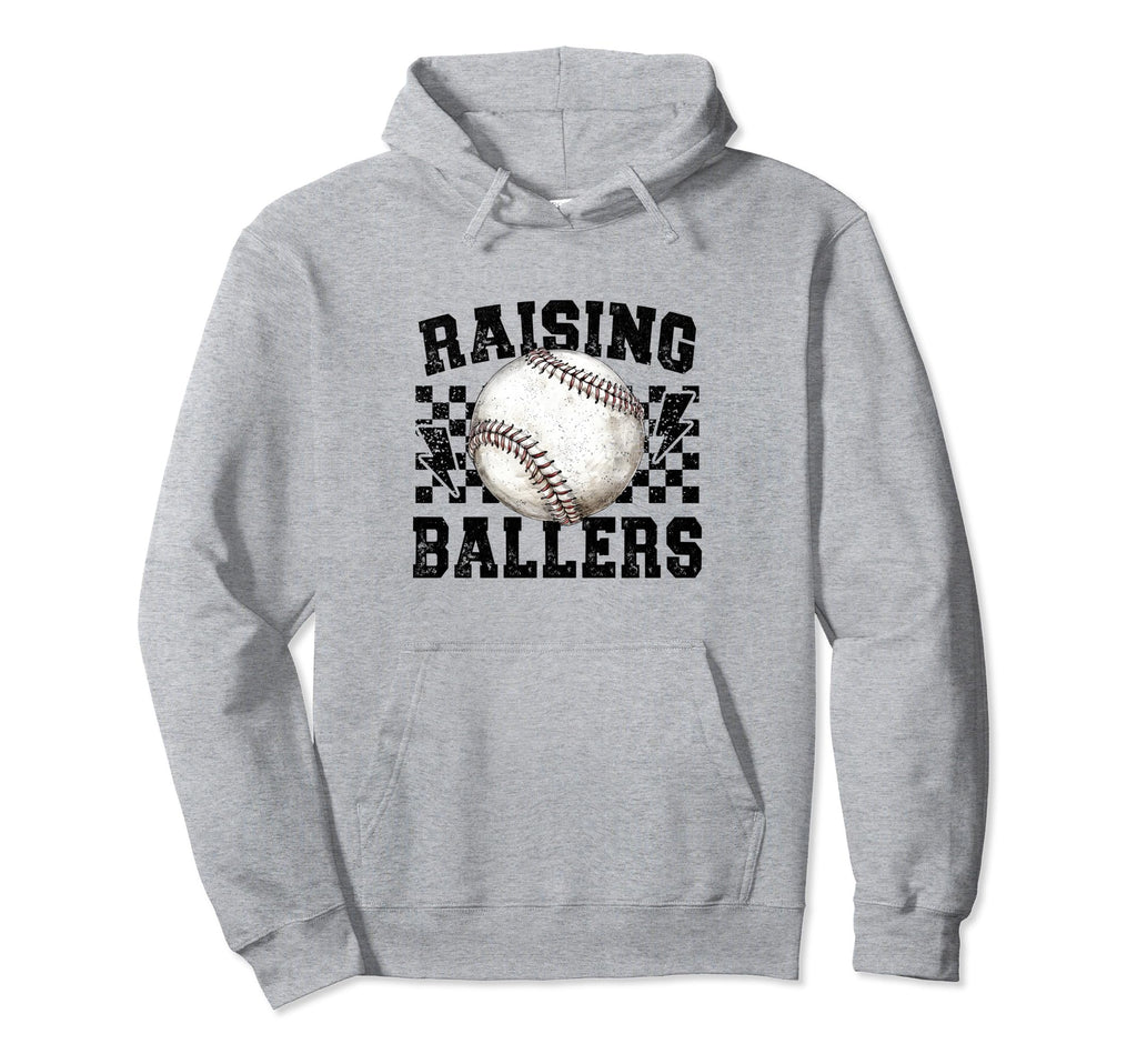 Raising Ballers Funny Baseball Softball Hoodie - Minimalist Print Unisex - T-Shirt, Sweatshirt, Hoodie