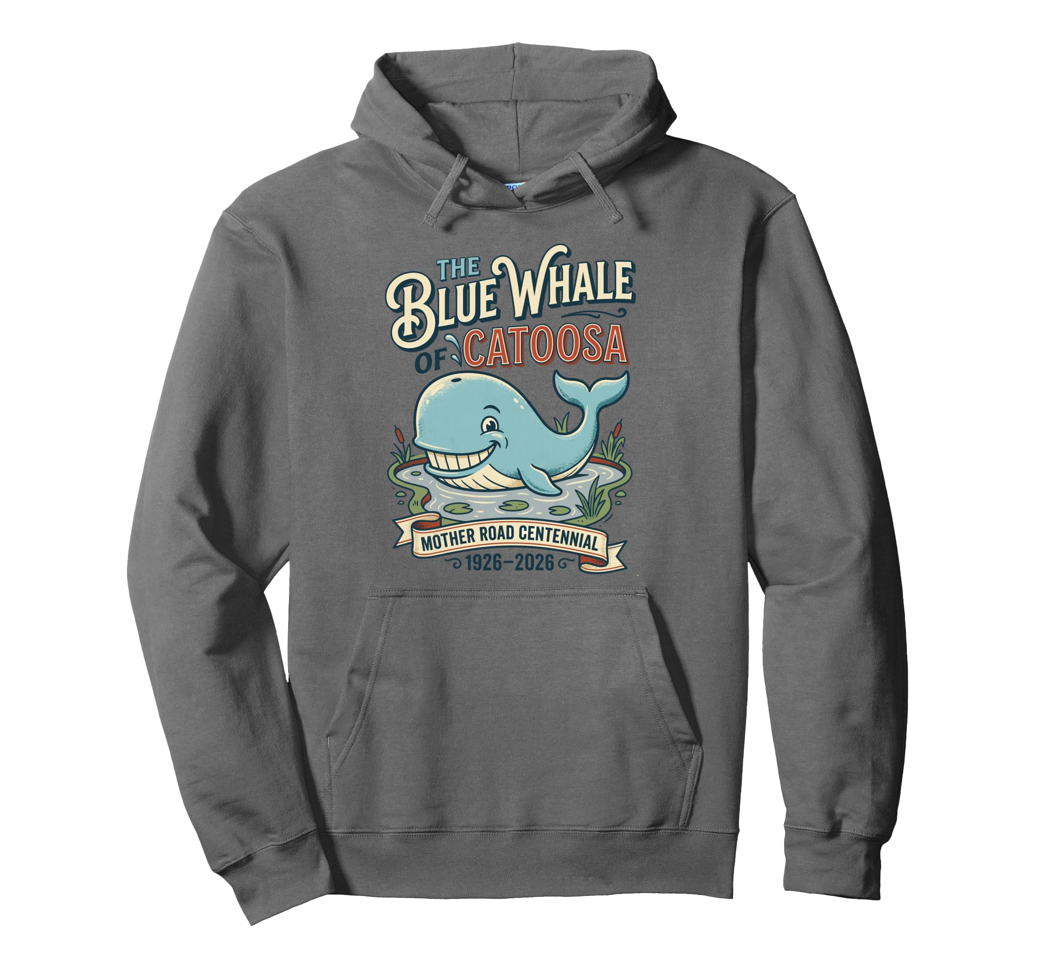 Giant Whale Route 66 Highway Hoodie - Aesthetic Graphic for Adults - T-Shirt, Sweatshirt, Hoodie