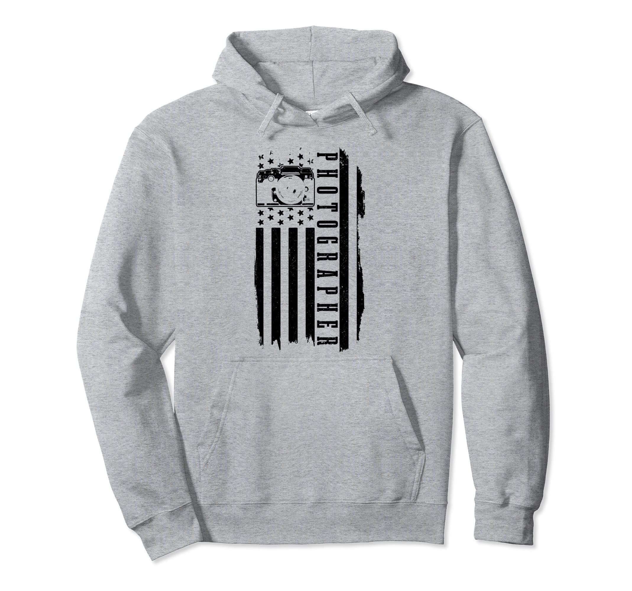 Patriotic Photographer Us Flag Camera Hoodie - Aesthetic Graphic Men Women - T-Shirt, Sweatshirt, Hoodie
