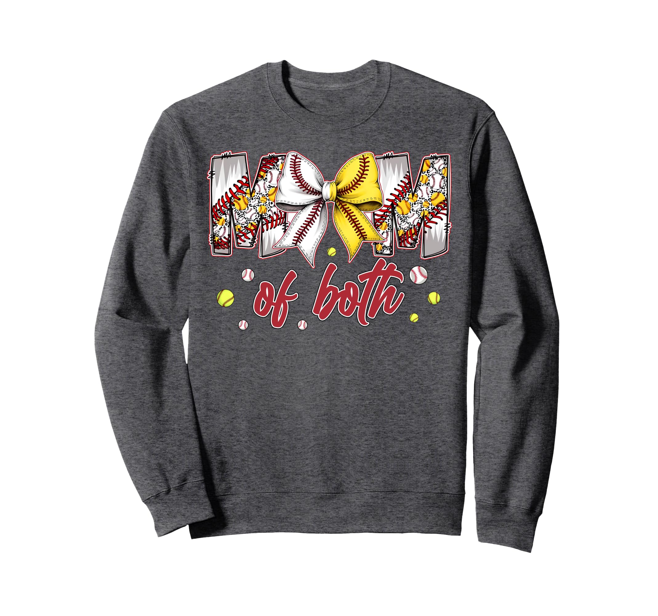 Mom Both Baseball Softball Coquette Sweatshirt - Graphic Print Men Women - T-Shirt, Sweatshirt, Hoodie