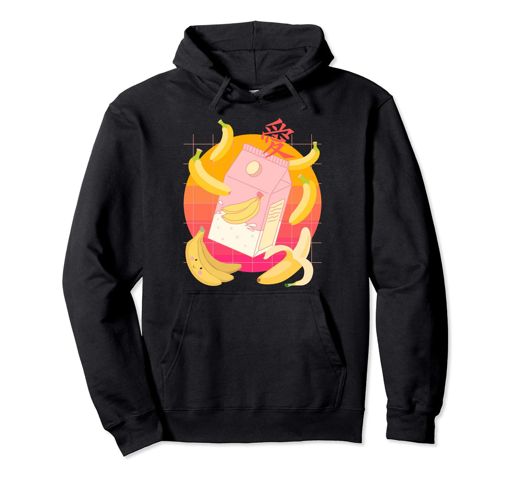 Kawaii Strawberry Banana Milk Carton Hoodie - Novelty Apparel for Adults - T-Shirt, Sweatshirt, Hoodie