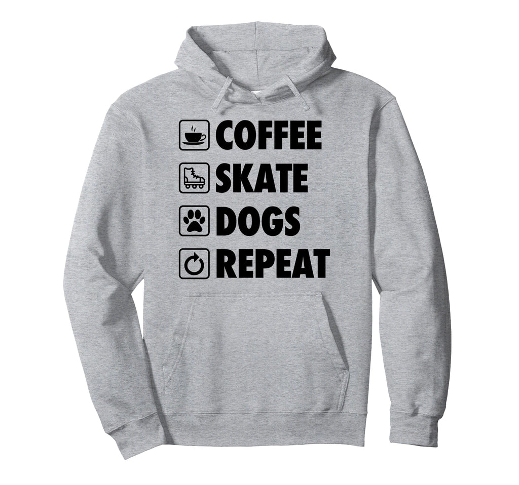 Coffee Skate Dogs Repeat Roller Skating Hoodie - Trendy Graphic Men Women - T-Shirt, Sweatshirt, Hoodie