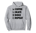 Coffee Skate Dogs Repeat Roller Skating Hoodie - Trendy Graphic Men Women - T-Shirt, Sweatshirt, Hoodie