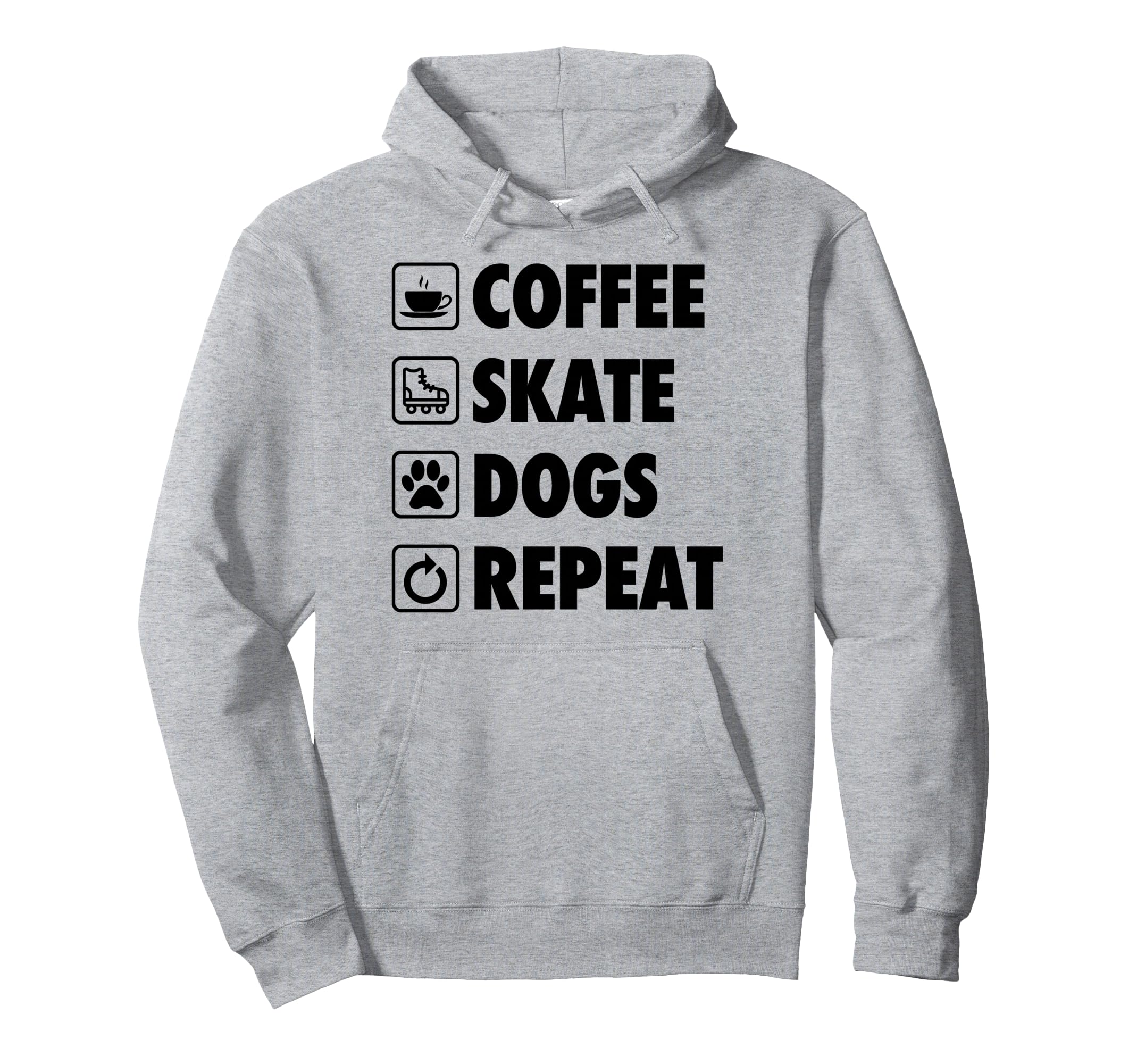 Coffee Skate Dogs Repeat Roller Skating Hoodie - Trendy Graphic Men Women - T-Shirt, Sweatshirt, Hoodie
