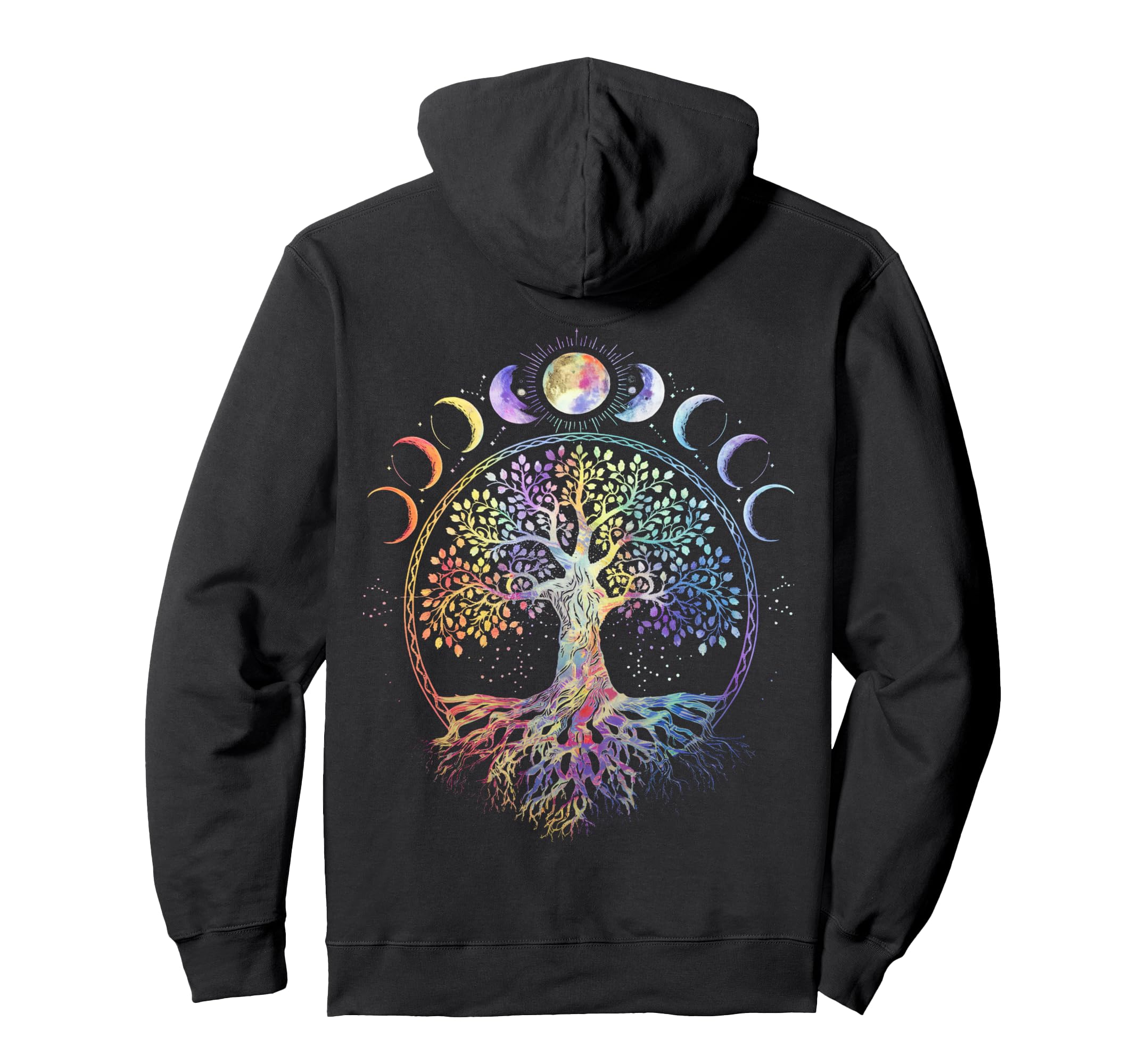 Life Tree Moon Phases Bohemian Boho 90S Hoodie - Novelty Apparel Unisex - T-Shirt, Sweatshirt, Hoodie