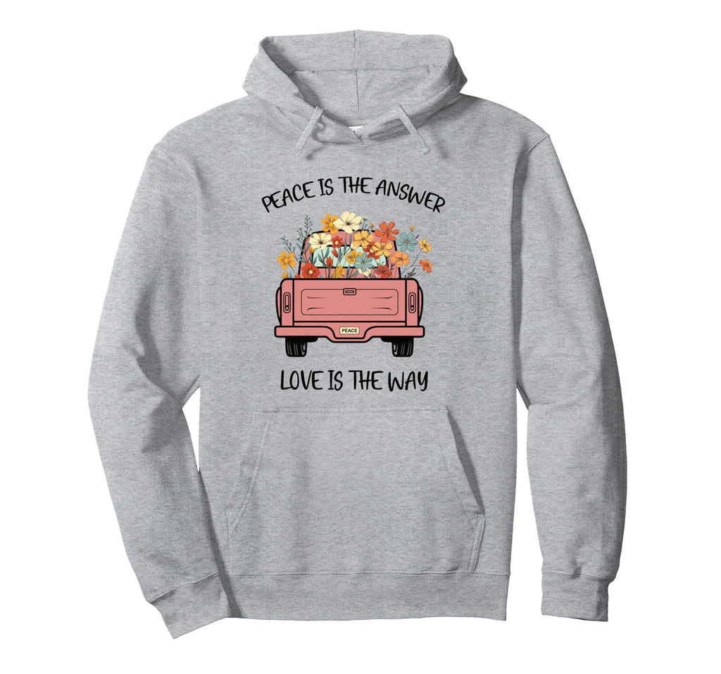 Boho Floral Truck Peace Love Aesthetic Hoodie - Novelty Apparel Men Women - T-Shirt, Sweatshirt, Hoodie