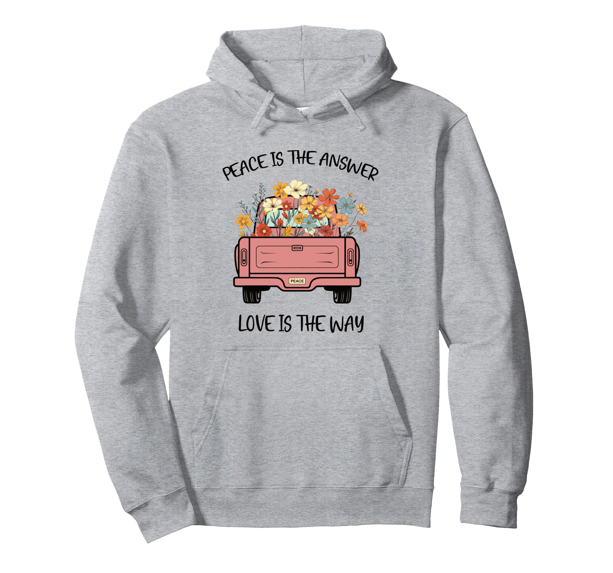 Boho Floral Truck Peace Love Aesthetic Hoodie - Novelty Apparel Men Women - T-Shirt, Sweatshirt, Hoodie