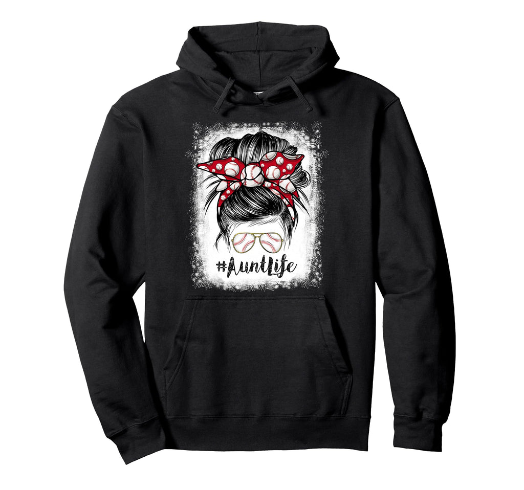 Bleached Baseball Aunt Life Messy Hoodie - Aesthetic Graphic for Adults - T-Shirt, Sweatshirt, Hoodie
