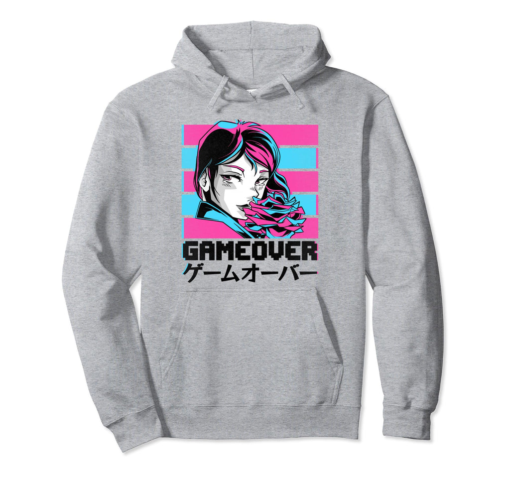 Gameover Anime Aesthetic Vaporwave Hoodie - Custom Art Print for Adults - T-Shirt, Sweatshirt, Hoodie