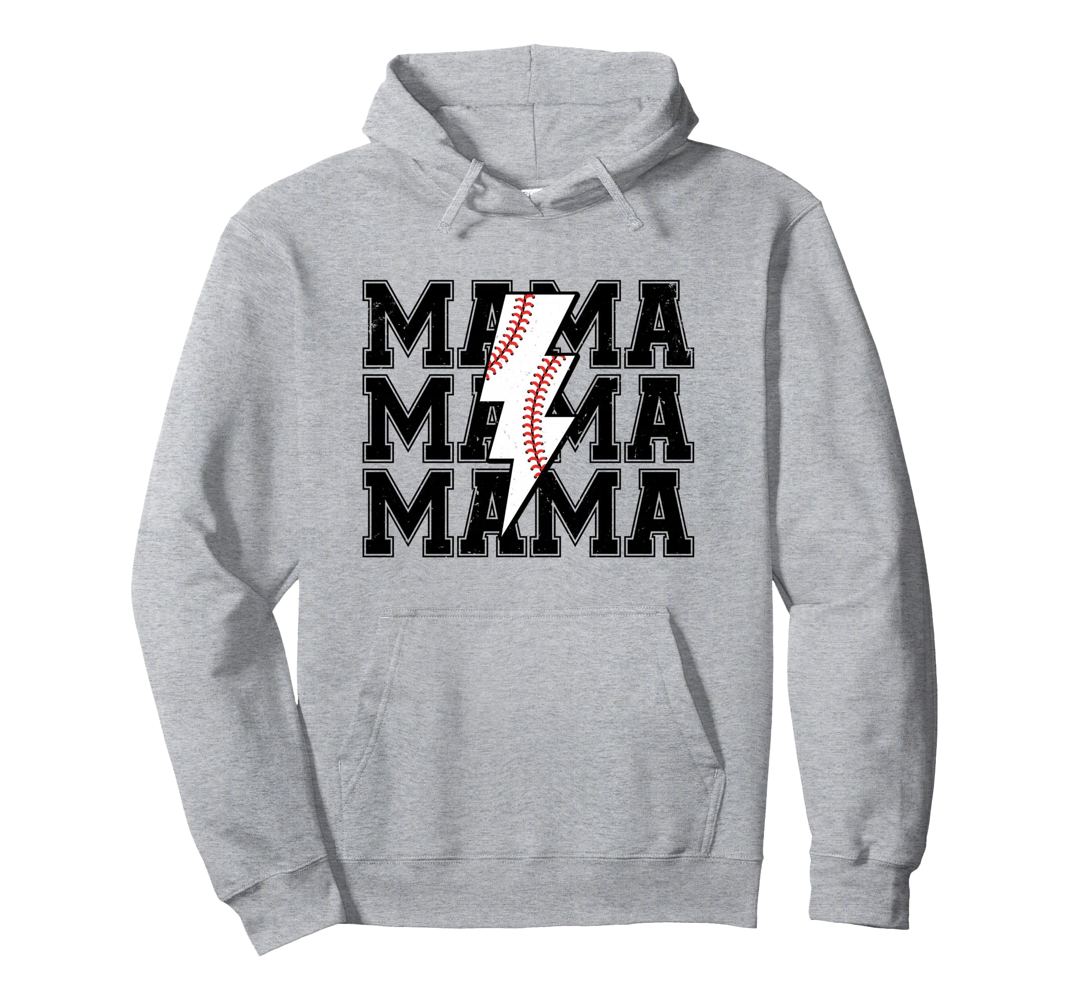 Lightning Bolt Mama Softball Baseball Hoodie - Fun Novelty Design Unisex - T-Shirt, Sweatshirt, Hoodie