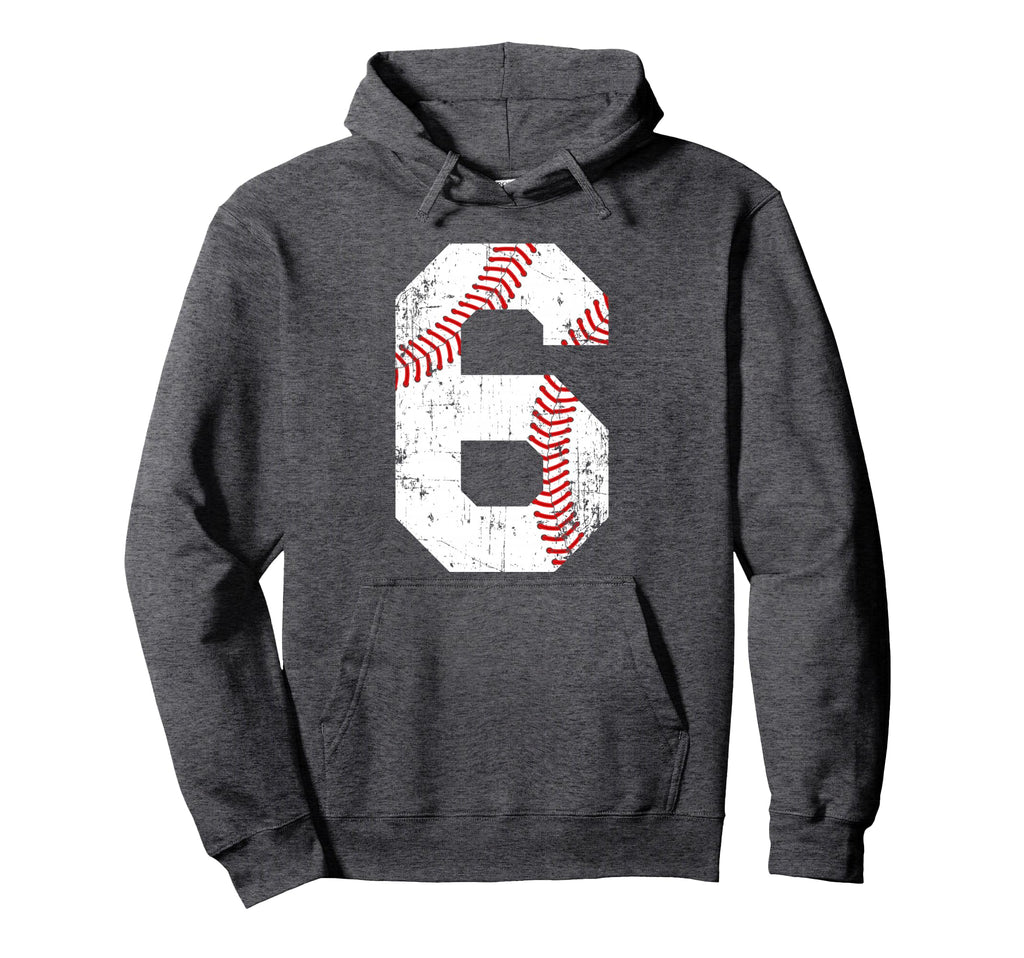 Baseball 6 Jersey Number Hoodie - Minimalist Print for Adults - T-Shirt, Sweatshirt, Hoodie